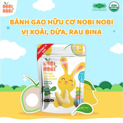 Bánh Gạo Ăn Dặm Hữu Cơ NOBI NOBI Hình Tai Thỏ Túi 15g Cho Bé Ăn Dặm Từ 8M+