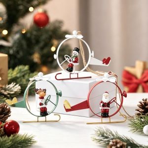 HOTOTO Santa Claus Christmas Tree Hanging Decor Iron Material Nordic Style Snowman Ornament Cute Creative Xmas Tree Pendant Party