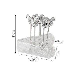 Turtle Stainless Steel Fruit Fork Set Cartoon Design Rust Resistant With Storage Container 6PCS