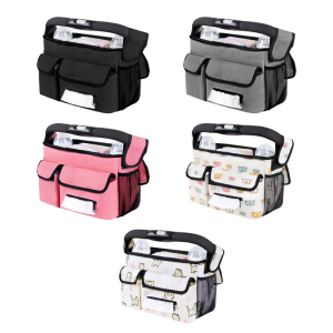 Multifunctional Strollers Hanging Bag with Interconnectable Handle Water Resistant Interior Organizer for Travel Needs