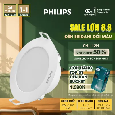 Đèn LED âm trần PHILIPS Eridani đổi ba màu sắc ánh sáng (trắng / vàng/ trung tính) - Đèn Philips