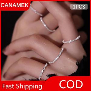 【CANAMEK】 Chic tối giản màu bạc sáng bóng nhẫn cho phụ nữ có thể điều chỉnh vòng cá tính thời trang mỹ trang sức Wedding party Quà Tặng