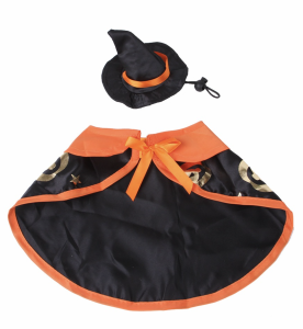ชุดฮาโลวีนสำหรับสัตว์เลี้ยง ชุดฮาโลวีนสำหรับสุนัขแมว แบบผ้าคลุมแม่มด หมวกแม่มด พร้อมหมวก ธีมวัน HALLOWEEN