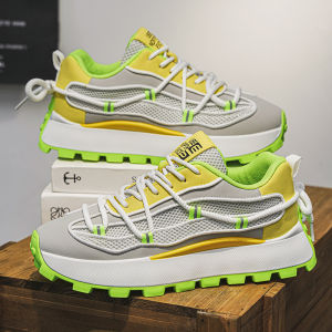 Giày Nam Tik Tok Mẫu Mới Xuân Hè Giày Thể Thao Mặt Lưới Dây Buộc Chéo Giày Bố Thoải Mái Tăng Chiều Cao Thoáng Khí