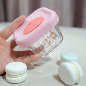Hộp thủy tinh có nắp đựng thức ăn dặm cháo cho bé có chia vạch 170ml -HAUSE