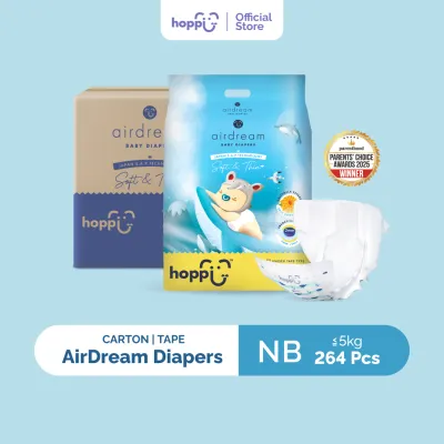 [CARTON] Hoppi AirDream Baby Diaper Tape NB66/S56/M48/L40 (4 Packs) 2mm Ultracore Technology