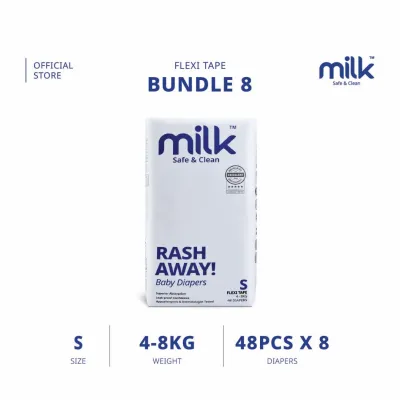 [BUNDLE] MILK Baby Diaper Flexi Tape S384 M336 L288 XL240 (8 packs)