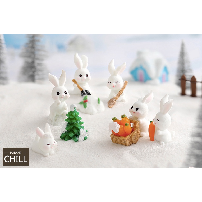 ตุ๊กตา (พรีออเดอร์)[MC996] ตุ๊กตุ่นจิ๋ว กระต่าย เล่นหิมะ ️ (1 ตัว ราคา 10, 12, 18, 25 บาท)
