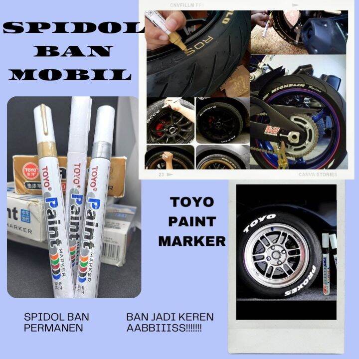 Spidol Ban Motor Dan Mobil Toyo Paint Permanen Spidol Toyo Paint Marker Permanen Lazada