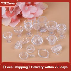 【Y2E2noa】 17Pcs/Set 1:12 Dollhouse Miniature Transparent Tableware DIY Pretend Play Toys
