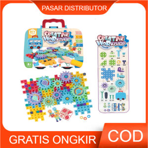 Mainan Anak 160PCS CREATIVE WORKSHOP STORAGE BOX 882-124 Mainan Kreatif Block Bengkel Alat Tukang Montessori Anak Mainan Anak Perempuan - Mainan Anak Laki Laki