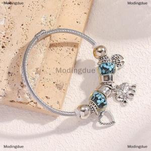 [COD] Modingdue Antique Elephant Heart Shape Charm Bracelet For Women Adjustable Glass Beads Bracelet Bangle DIY Jewelry Gifts