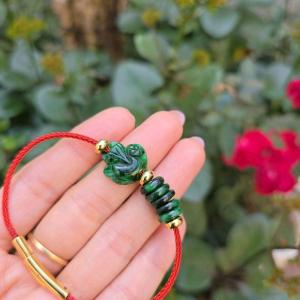 Q2419 Vòng ngũ điếu hồ ly Cẩm Thạch Sơn Thủy dây cáp khóa bấm không kén mệnh - Phong Thuỷ TUDO P