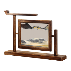 3D Moving Sand Painting Teak Stand Quicksand Photo Frame Desktop Decoration for Home and Office