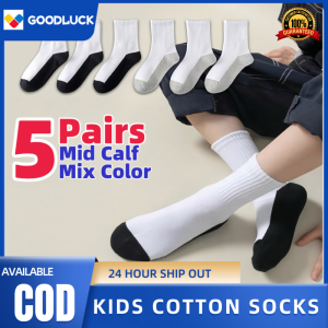 5 Pairs School Student Socks Calf Mid Cotton Socks For Women and Kids One Size Medyas Footwear ladies Socks Random Color