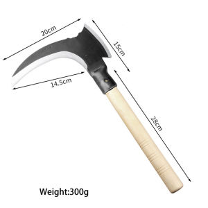 2 In 1 Sabit Kapak Ganda Baja Mangan Arit Tebang Multifungsi Dengan Pegangan Kayu 30cm