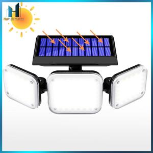 【Homelements】 112 LED Super Bright Solar Wall Light IP65 Waterproof 3 Heads Flood Light with 3 Modes 20W for Exterior Outside Garage House
