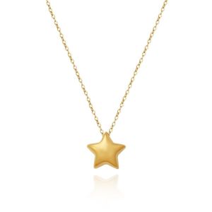 Solid Star Pendant Gold Chain Necklace • Waterproof Non Tarnish Jewelry • 18K Gold Plated 316L Stainless Titanium Steel Necklaces for Women Kids Men NL208