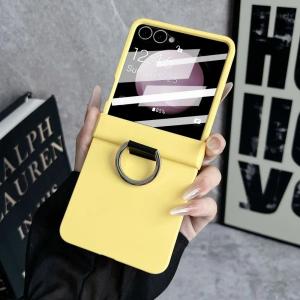 for Samsung flip7 Fashion Ring Holder Candy Color Matte Case for Samsung Galaxy Z Flip 7 6 5 With Screen Film Protection Cover