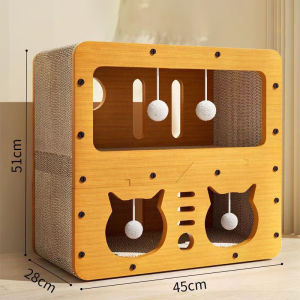 Cat Scratch Board/Cat Nest 2IN1 Large Cat House Pet Cat Sleeping Bed Wooden Wear-resistant and Non Shedding