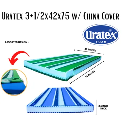 ORIGINAL URATEX 3.5 INCH THICK FOAM WITH COVER/ URATEX MATTRESS/ FOAM WITH COVER / 3.5 INCH THICK FOAM / URATEX FOAM/ASSORTED COLOR AND ASSORTED DESIGN OF FOAM COVER