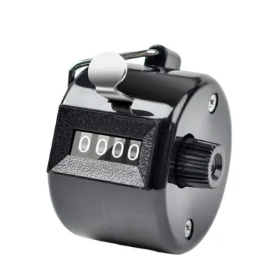 PEARLTEN Handheld Hand Tally Counter No Battery Required 4 Digital Mechanical Clicker Counter Portable Metal Hand Held Tally Counter Counting Tool