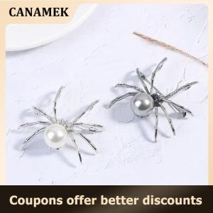 【 CANAMEK 】 1PC Spider Pearl Brooch Female Corsage Gifts Men Accessories Fashion Jewelry