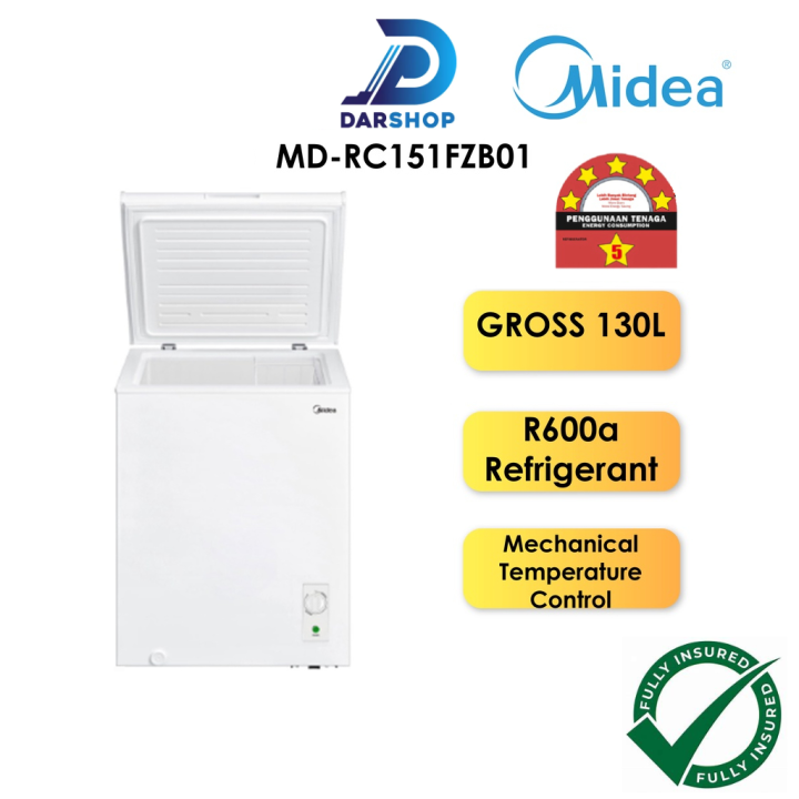 5 STAR Midea Mini Chest Freezer 130L Peti Freezer Murah Deep Freezer