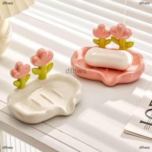 [COD] dfhws Creative Floral Soap Box Draining Non-slip Soap Dish Bathroom Accessories Sea White Soap Holder For Home Bath