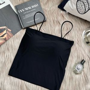 SHYLIE Summer Padded Bra Top Ice Silk Sling Camisole Women Singlet Top Seamless Suspender