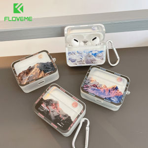 FLOVEME INS Retro Snow Mountain Pattern Earphone Headset Accessory Case For Airpods 1 2 Pro 3 Protective Wireless Bluetooth Headset Cover