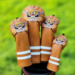 Tiger Golf Club #1#3#5 Wood Headcovers Driver Fairway Woods cover PU Leather Head Covers Set Protector Golf  Accessories