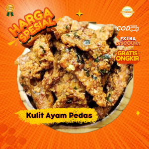 Kulit Ayam Crispy keripik kulit ayam pedas daun jeruk