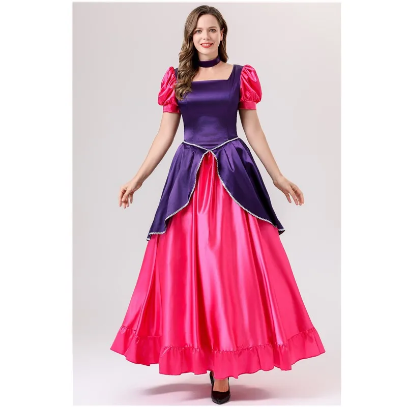 strapless open back dress Princess Cinderella Classic Royal Blue Satin Cosplay Costume