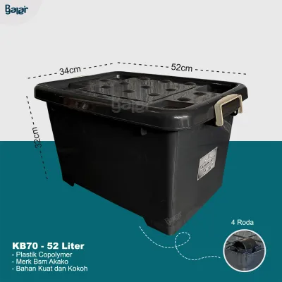 Container Box Ukuran Besar 200 Liter Kotak Penyimpanan Murah Serbaguna Akako cb 80 70 73 Liter 52 l Warna Hitam
