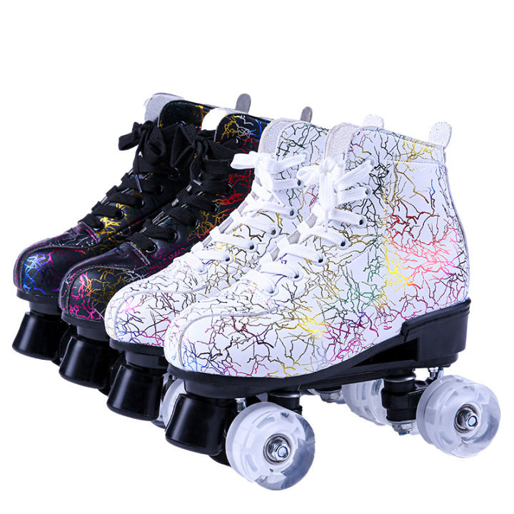 beginner adults kids speed skating double row flash roller skates