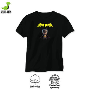 BAJU KAOS DISTRO ANAK LAKI LAKI DAN PEREMPUAN BATMAN SPIDERMAN SUPERMAN HITAM KATUN COMBED 24S 5-12