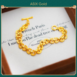 ASIX GOLD 916 18K 24K Gold Plated Luxury Double D Link Bracelet Woman Man Fashion Jewelry Tarnish Proof Lucky Gift for Anniversary