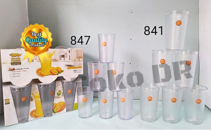 6 pcs Gelas Plastik Akrilik Kulit Jeruk/Gelas Teh Resto Cafe 460ml 841 / Golden Dragon / Stainless