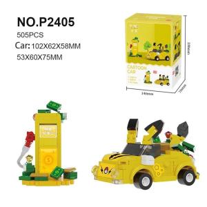 Building Blocks Set Cute Cartoon Car Toys City Street View Toy Gift for Kids Girls Desktop ornaments