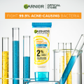 Garnier 2% Anti Acne Salicylic Acid 3-in-1 Facial Cleanser (50ml) w/ Vitamin C, Niacinamide, AHA - Skincare for pimple, open pores, acne prone skin. 
