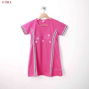 Baju Pakaian Anak Cewek Perempuan Dress Kaos Katun Usia Umur 3 4 5 6 7 8 Tahun Bordir Barbie Cute