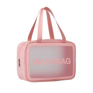 TAS WASHBAG WATERPROOF / Travel Bag Organizer Anti Air Tempat Kosmetik Alat Mandi Perlengkapan Make-up Peralatan Gadget Aksesoris Transparent Bening - GP Mall