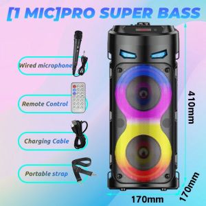 Karaoke Wireless Bluetooth Speaker MIC/BT/TF CARD/FM Karaoke Party DJ With Free Microphone Original Colorful LED Flash Light 4 Style KTS Speaker Portable Super Bass Stereo Speakers