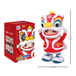 CNY Lion Dance Boy Musical Toy with Light Sound Body Movement Walking Action for Children 舞獅小男孩跳舞玩具