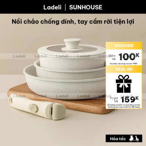 Bộ nồi chảo chống dính đáy từ tay cầm rời chảo cạn quánh sữa nồi nấu bột | Ladeli BNC106