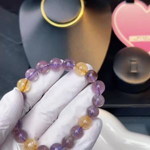 TIMESWIND Authentic Crystal Amethyst Yellow Quartz Purple Beaded Women Bracelet Anniversary Gift Fine Jewelry with Certificate