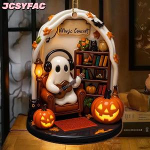 JCSYFAC Dễ Thương Đọc Ma Halloween Ma Đồ Trang Trí 2D Phẳng Acrylic Mặt Dây Chuyền Halloween Treo Trang Trí Nội Thất