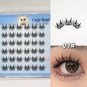 Gege Bear Single Cluster False Eyelashes: Glue-Free False Eyelashes Easy To Apply Natural Makeup Look No Glue Required Beginner-Friendly