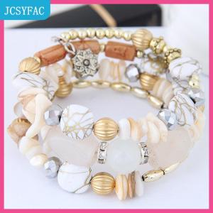 JCSYFAC Bohemian quyến rũ hạt bọc vòng đeo tay pha lê cổ điển màu ngọc lam và Agate đính cườm nhiều lớp Vòng đeo tay Bangle